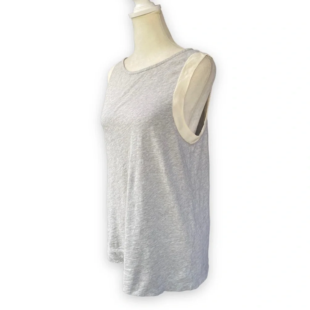 J Crew Gray Silk Trimmed Sleeveless Blouse